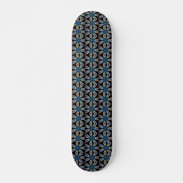 geometric black and blue skateboard deck (Front)