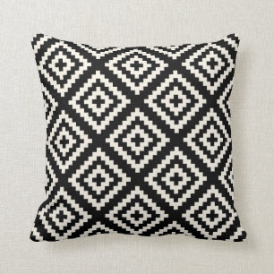 Geometric Black and Cream Pattern Throw Pillow