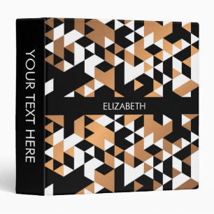 Geometric Black and Golden Pattern 3 Ring Binder