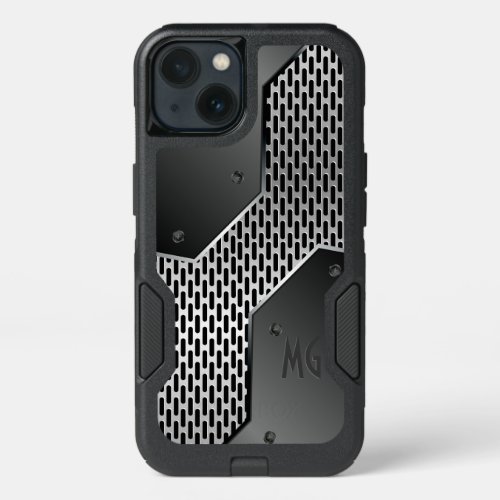 Geometric Black And Gray Metallic Texture iPhone 13 Case