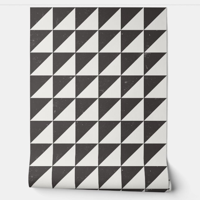 Geometric Black And Off-White Triangles Wallpaper Wallpaper (Unrolling)