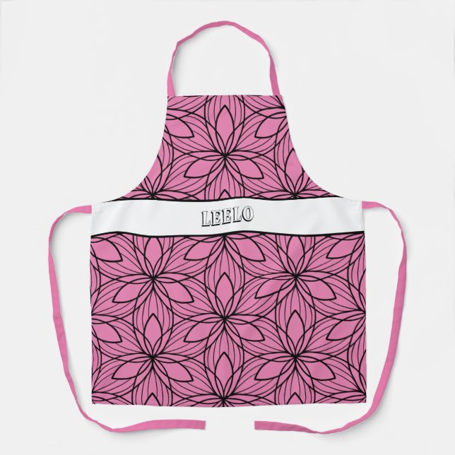 Geometric Black and Pink Art Smock Apron (Front)