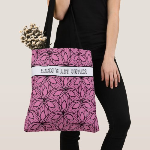 Geometric Black and Pink Art Supply Tote Bag