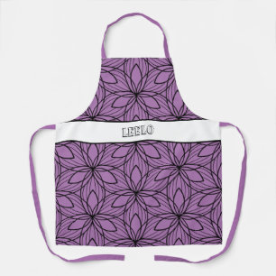 Geometric Black and Purple Art Smock Apron