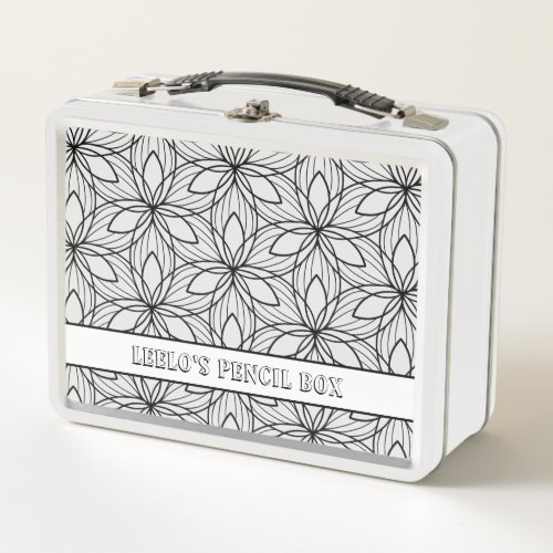 Geometric Black and White Art Supply Pencil Box