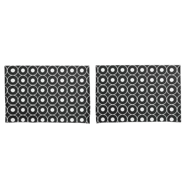 Geometric Black And White Circles Pillow Case (Front-Set)