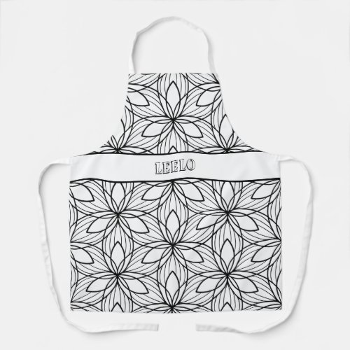 Geometric Black and White Colorable Art Smock Apro Apron