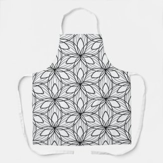 Geometric Black and White Colorable Art Smock Apron