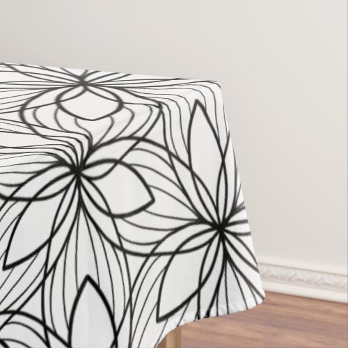 Geometric Black and White Colorable Art TableCloth