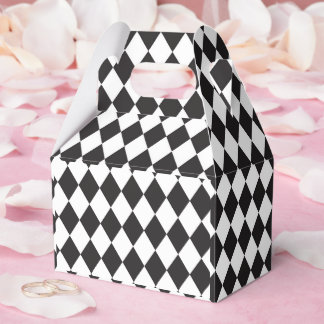 Geometric Black and White Diamond Halloween Favor Boxes
