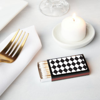 Geometric Black and White Diamond Halloween Matchboxes