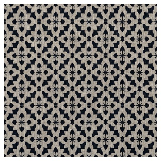 Geometric Black and White Floral Pattern Fabric