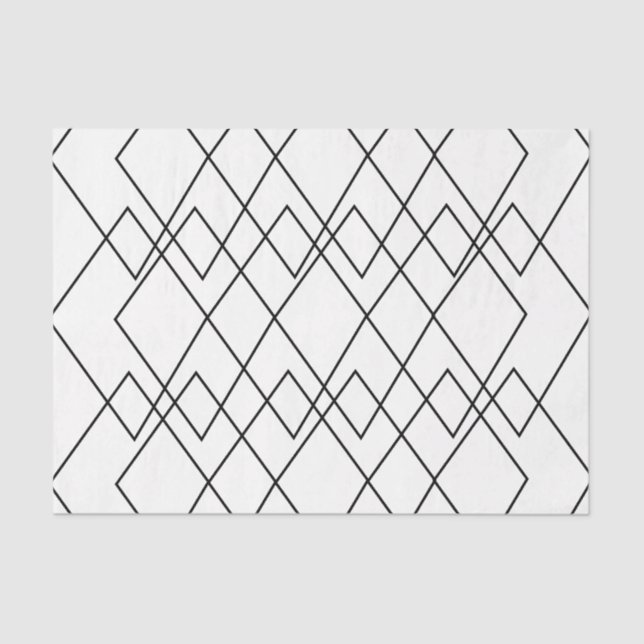 Geometric Black and White Geometric Diamond  Tissue Paper (Front)