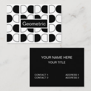 Geometric Black and White Half Circle Business Card