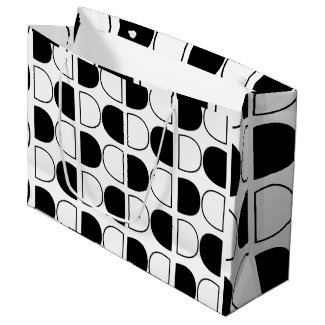 Geometric Black and White Half Circle Large Gift Bag