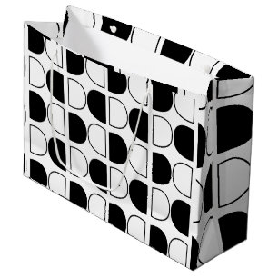 Geometric Black and White Half Circle Large Gift Bag