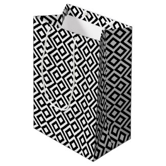 Geometric Black and White Meander Gift Bag
