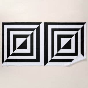 Geometric black and white pattern beach towel