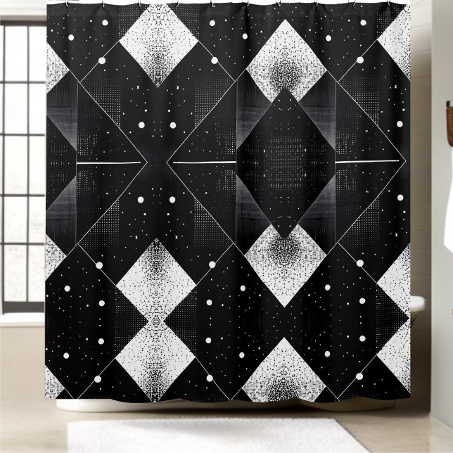 Geometric Black and White Shower Curtain Style 2 (Creator Uploaded)