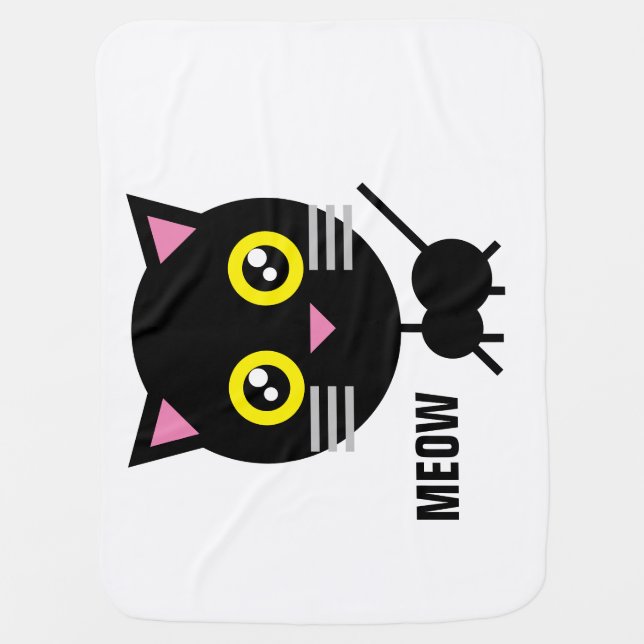 Geometric Black Cat Baby Blanket (Front)