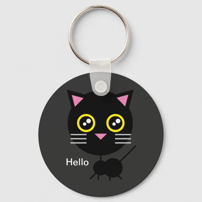 Geometric Black Cat Keychain (Front)