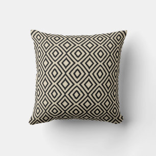 Geometric Black & Cream Diamond Pattern Throw Pillow
