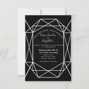 geometric black crystal wedding INVITE CARD