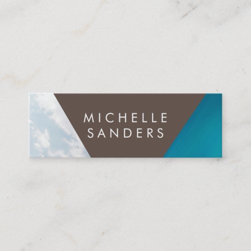 Geometric Black Faux Leather Craft Paper White Mini Business Card