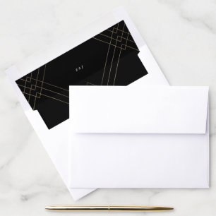Geometric Black Gold Gatsby Wedding Envelope Envelope Liner