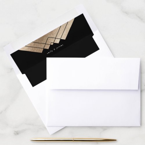 Geometric Black Gold Gatsby Wedding Envelope Liner