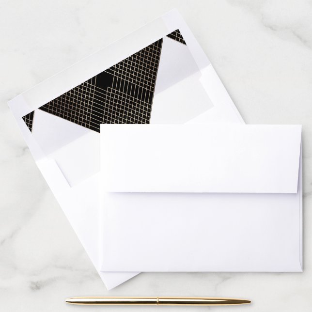Geometric Black Gold Gatsby Wedding Envelope Liner (Desk)