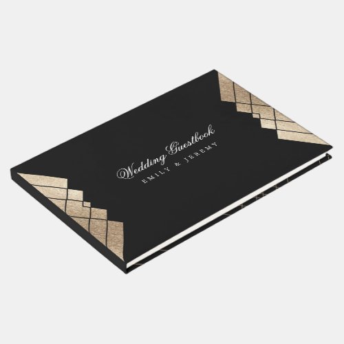 Geometric Black Gold Gatsby Wedding Guest Book