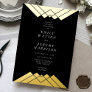 Geometric Black Gold Gatsby Wedding Pressed Foil Invitation