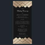 Geometric Black Gold Gatsby Wedding Program<br><div class="desc">This is a rack card or wedding ceremony program. Antique wonderful bohemian themed wedding. Vintage Stylish Boho wedding. A formal elegant design in Geometric Deco Great Gatsby Amazing design with art deco lines in the Great Gatsby style. Very trendy, modern and edgy. Gold Foil on rear and front of card...</div>