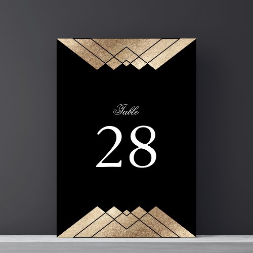 Geometric Black Gold Gatsby Wedding Table Numbers