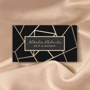 Geometric Black & Gold Hair Stylist Beauty Salon Business Card