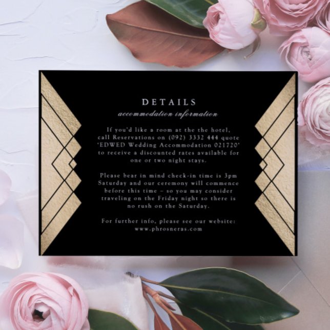 Geometric Black Gold Wedding Enclosure Card (Creator Uploaded)