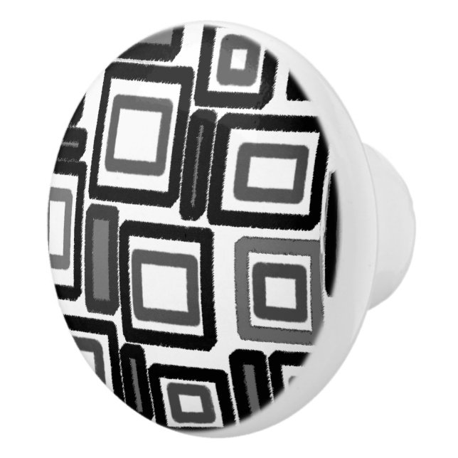 Geometric Black Gray White Pattern Ceramic Knob (Right)