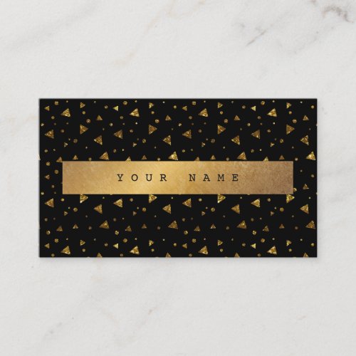 Geometric Black Grungy Gold Glitter Confetti Vip Business Card