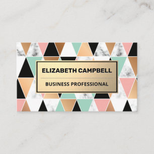 Geometric Black Marble Color Tile Pattern  Business Card
