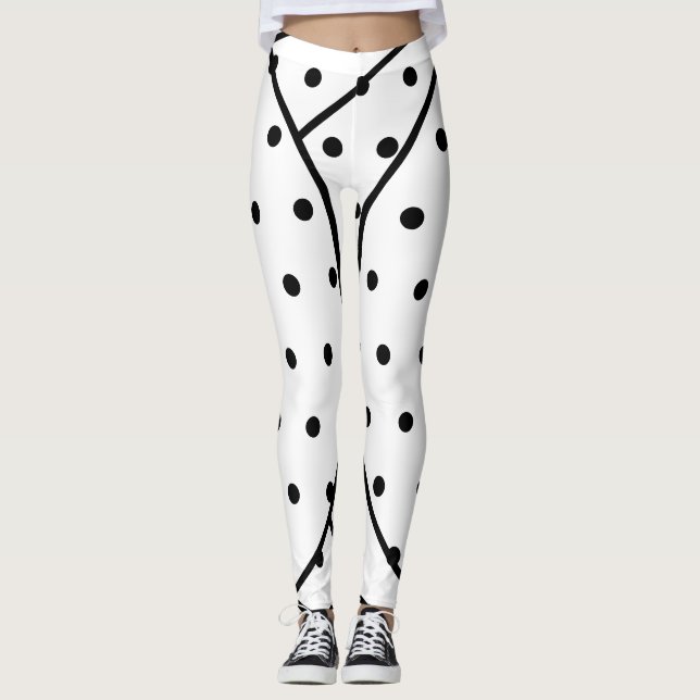 Geometric Black Polka Dots Leggings (Front)