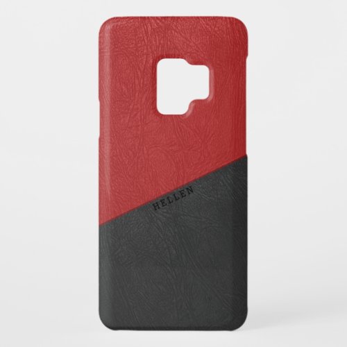 Geometric black  red vintage leather Case_Mate samsung galaxy s9 case