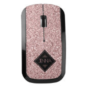 Geometric Black Shape & Rose Gold Glitter Wireless Mouse (Front)