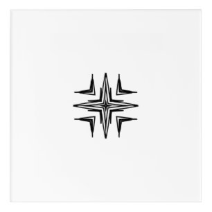 Geometric black star on white wall art acrylic