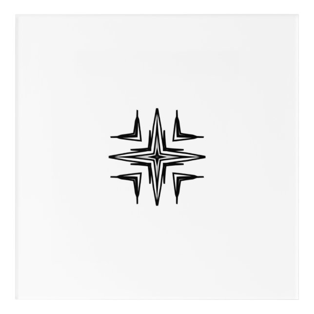 Geometric black star on white wall art acrylic (Front)