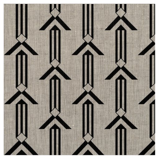 Geometric Black Stripes and Chevrons Fabric