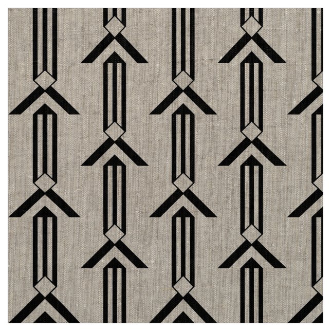Geometric Black Stripes and Chevrons Fabric (Swatch)
