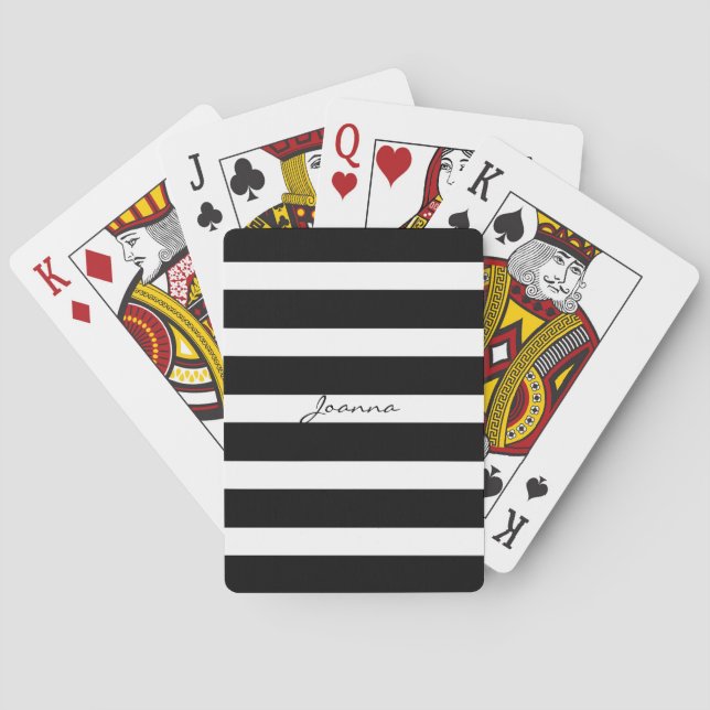 Geometric Black Stripes Poker Cards (Back)