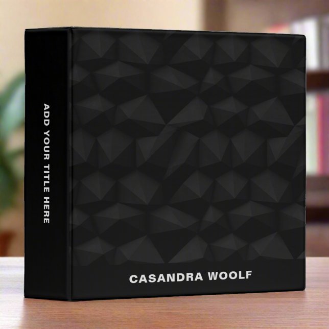 Geometric Black Texture Elegant Professional  3 Ring Binder (Creator Uploaded)