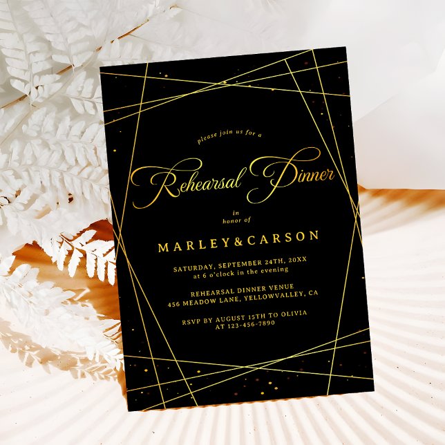 Geometric Black Tie Wedding Rehearsal Dinner Invitation (Creator Uploaded)